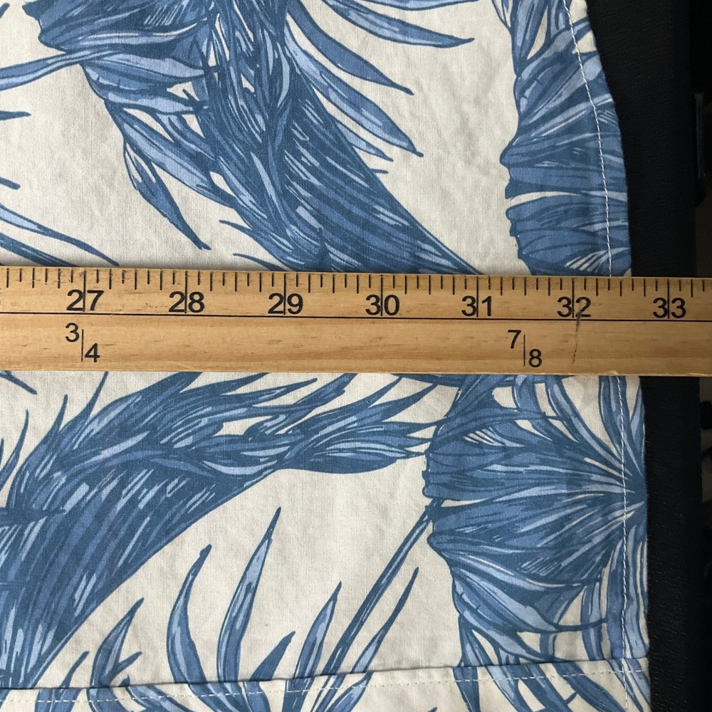 Hurley Button Down Shirt‎ Mens XXL Blue White Cotton Tropical Palm Leaf Coastal - Picture 8 of 10